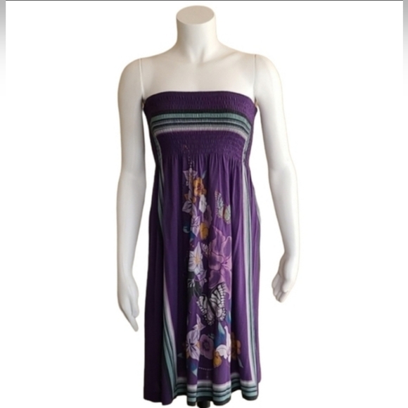 DEPT NORDSTROM Smocked Strapless Scarf Dress XS S Boho Euro Netherlands - Picture 14 of 16